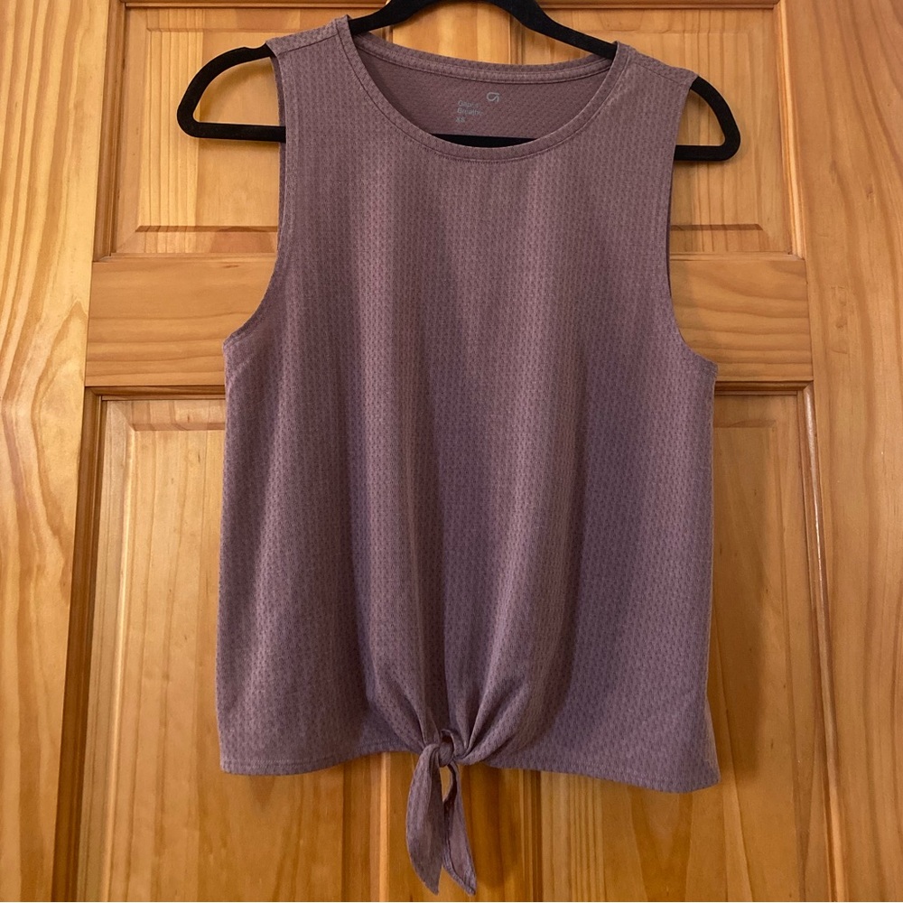 GapFit Mauve Tie Front Tank Top XS Textured Sleeveless Athleisure Yoga Top